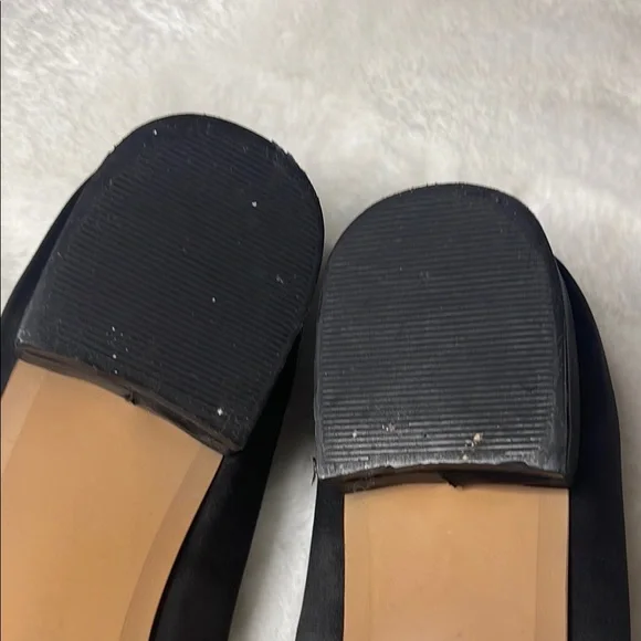 Black Embellished satin Women's Flats - Picture 7 of 9